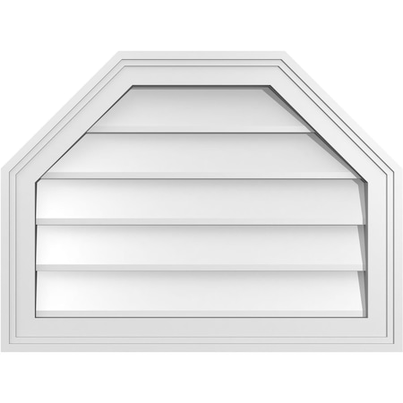 Octagonal Top Surface Mount PVC Gable Vent W/ 2W X 1-1/2P Brickmould Frame, 24W X 18H